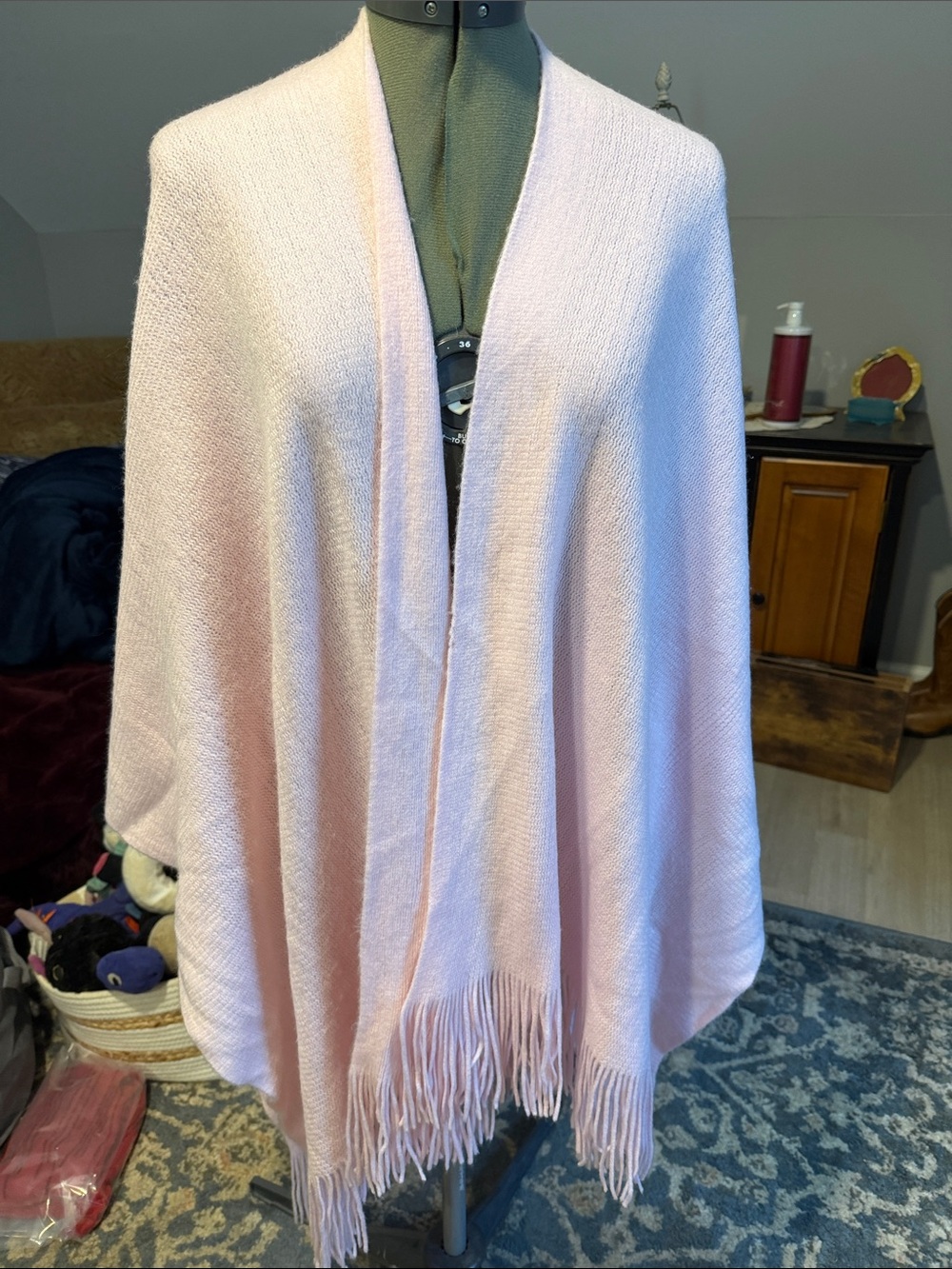 Worthington Light Pink Fringe Shawl Wrap